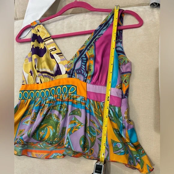 STUNNING Vibrant Alice & Trixie Multicolor Silk Crop Top - Picture 6 of 7